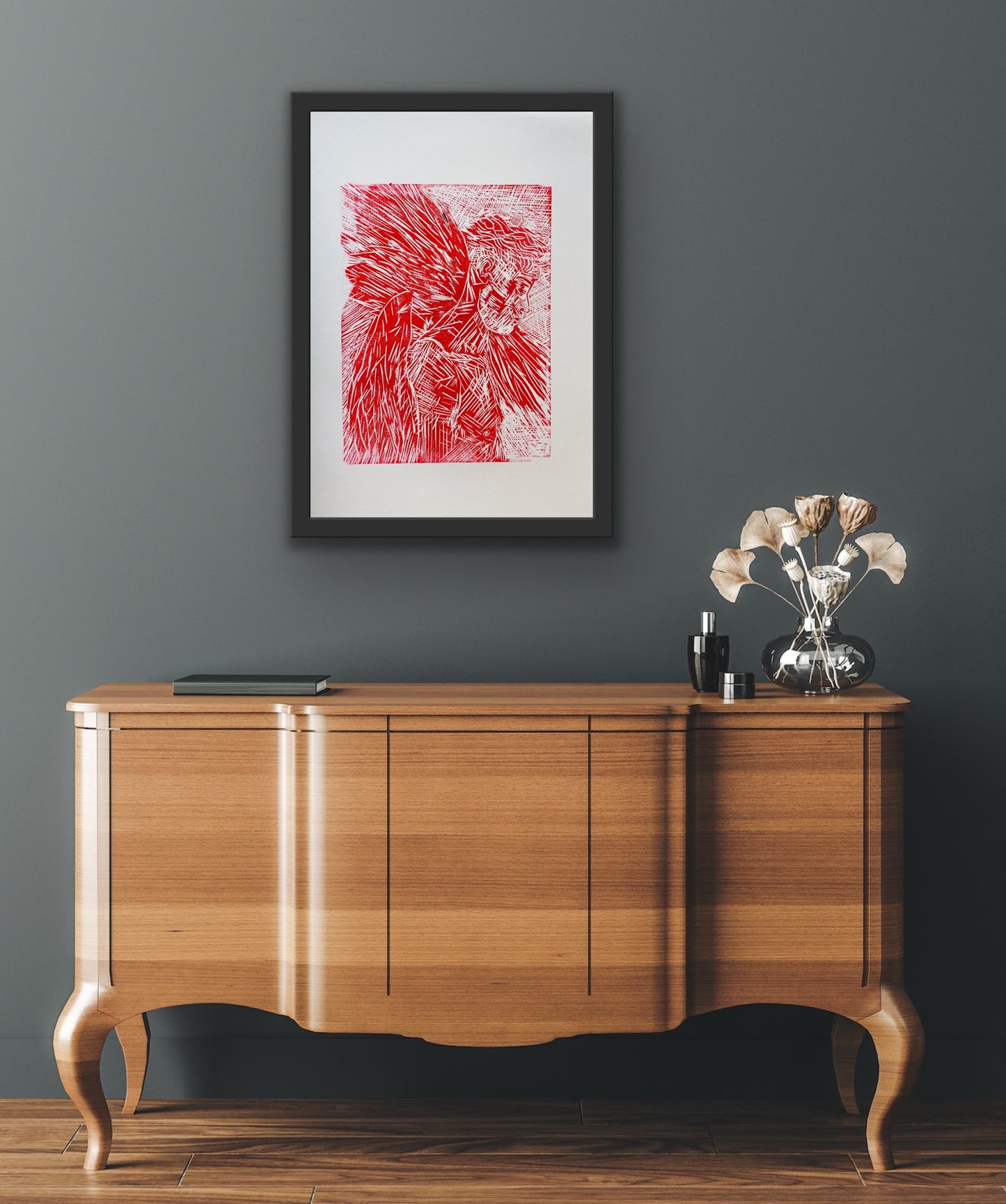 Angel Boy (Red) | Lino Print