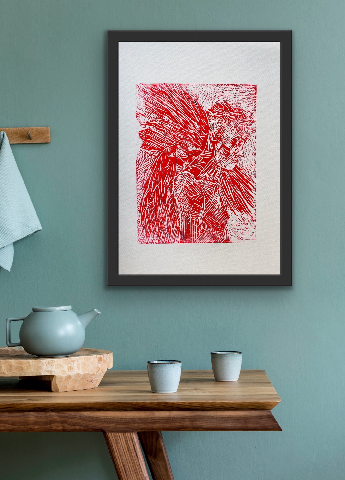 Angel Boy (Red) | Lino Print