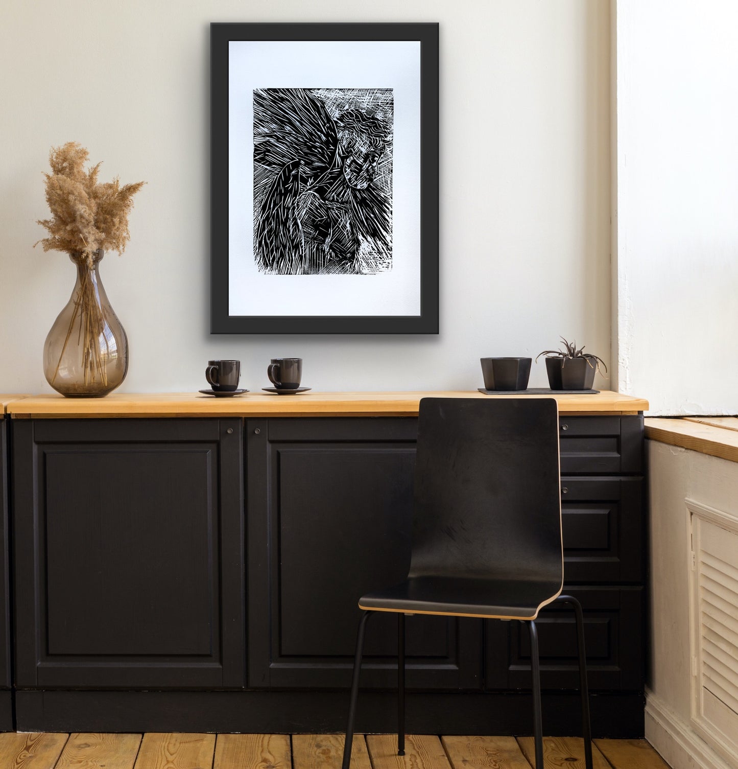 Angel Boy (Black) | Lino Print