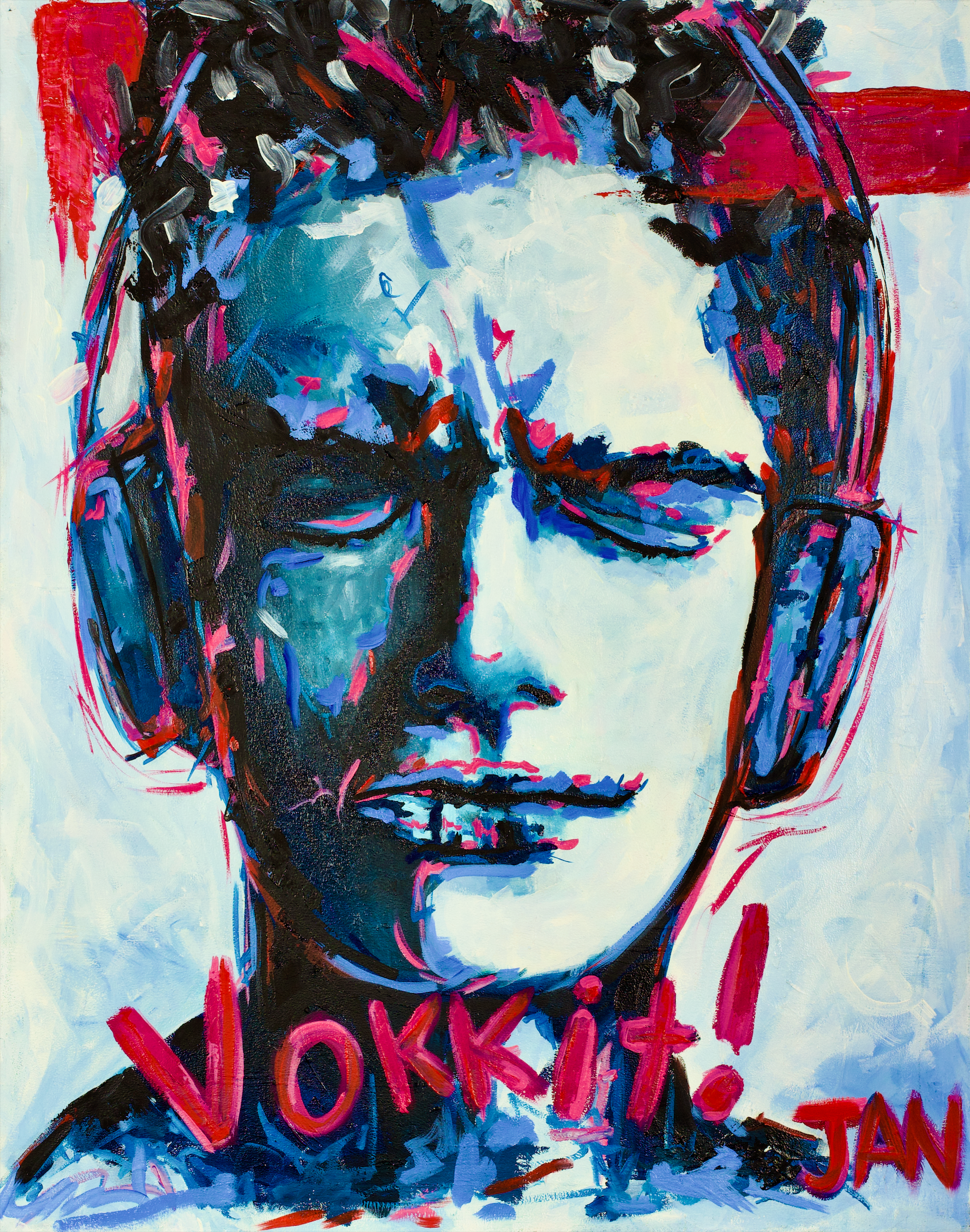 Contemporary portrait artwork titled Vokkit by South African artist JAN featuring expressive brushwork and emotional intensity
